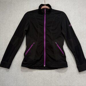 North Face Jacket Womens Small Black Purple Full Zip Athletic Outdoor Fleece